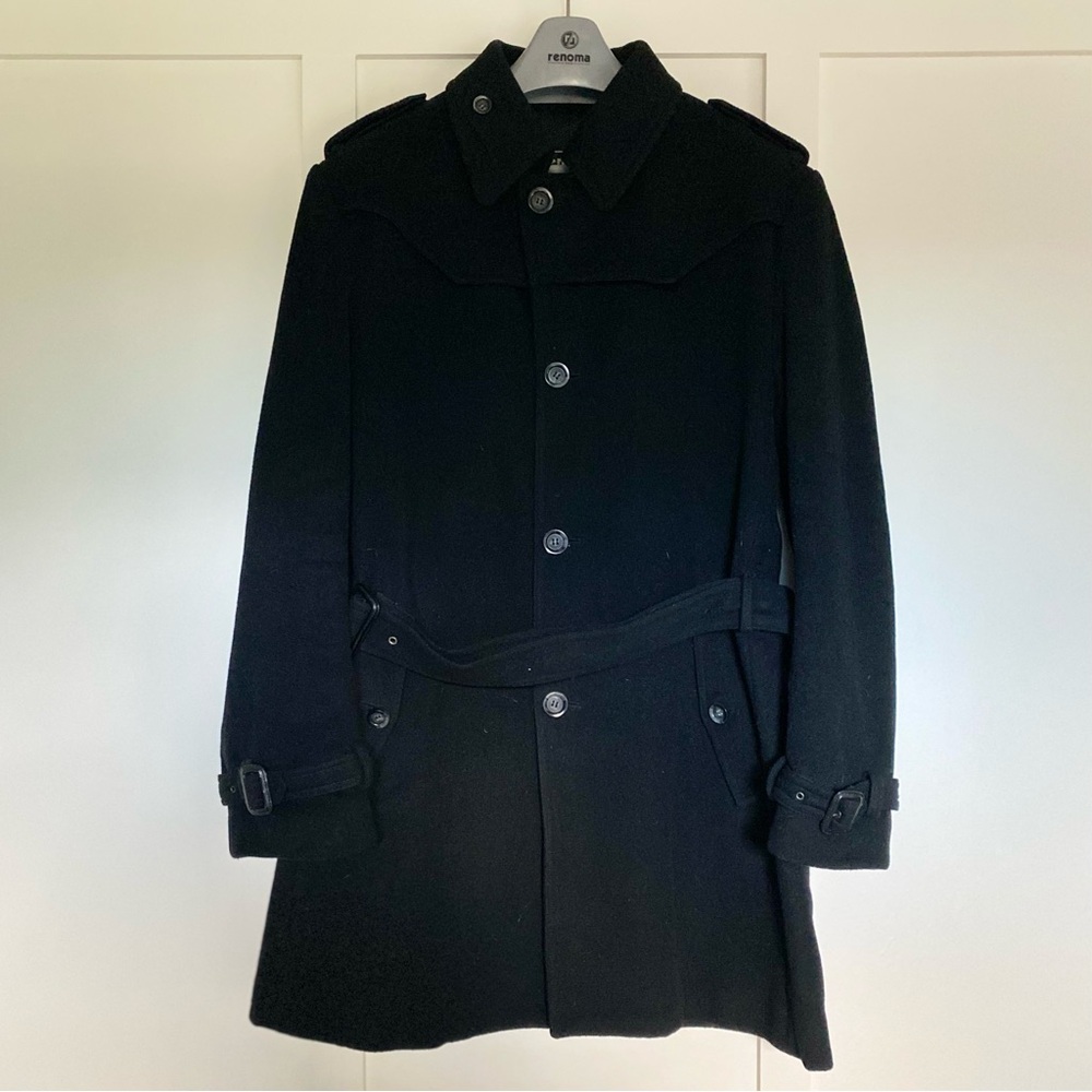 RENOMA PARIS Black Wool Trench Coat